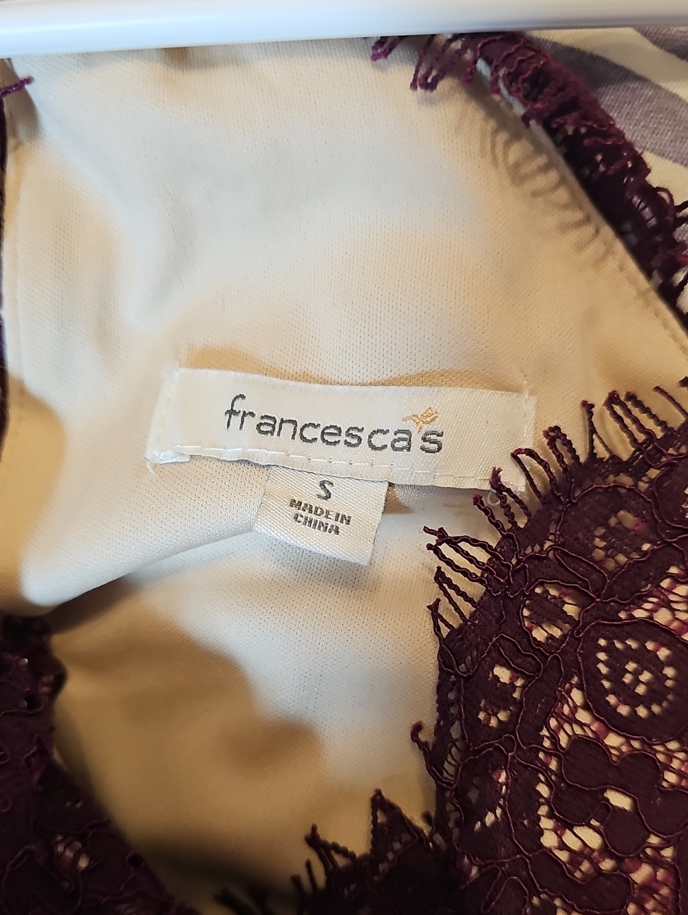 2 Francesca's dreses, XS Is NWT. S Is NWOT lacey maroon color - Picture 12 of 15